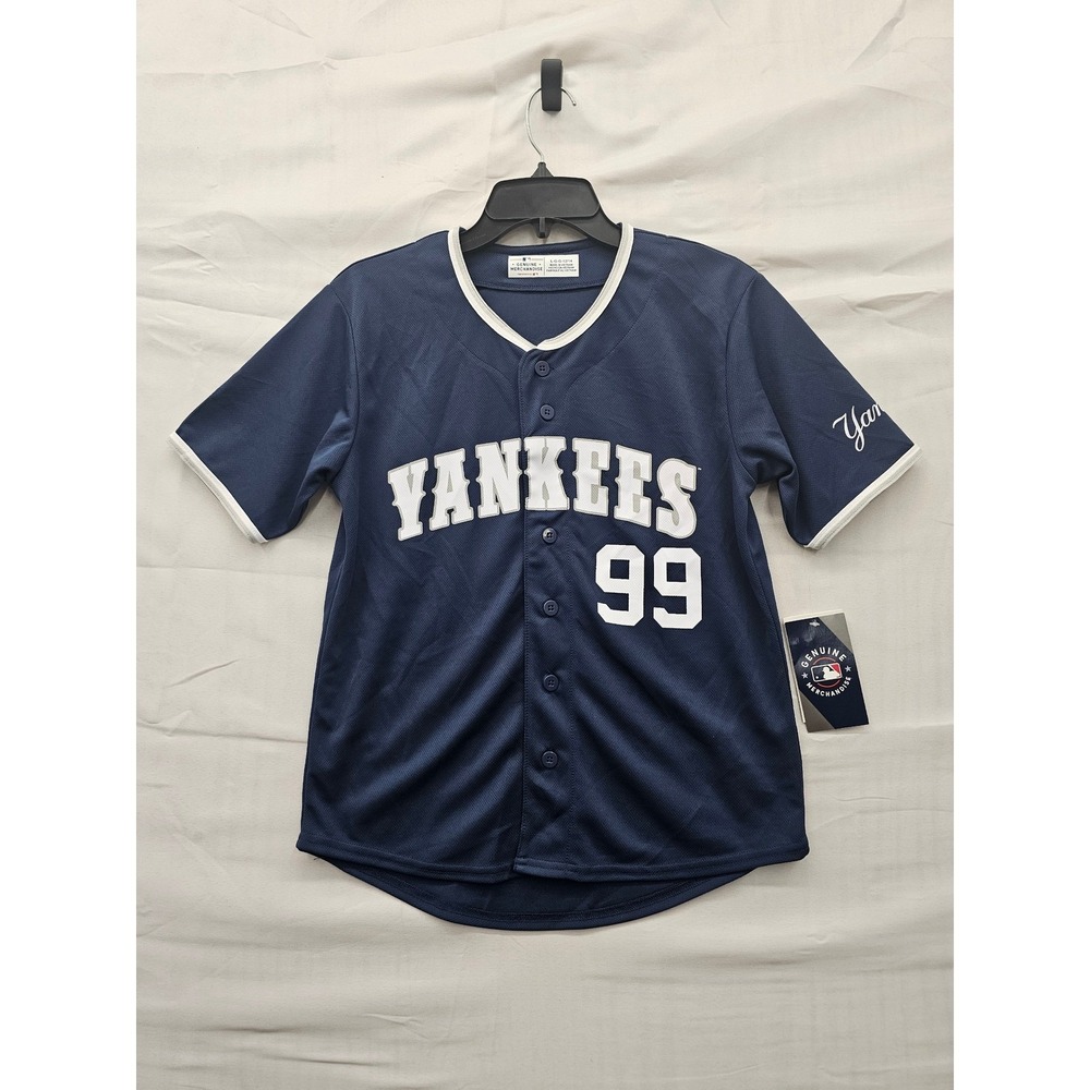 MLB Boys Aaron Judge New York Yankees Jersey Blue Polyester Athletic Size Large